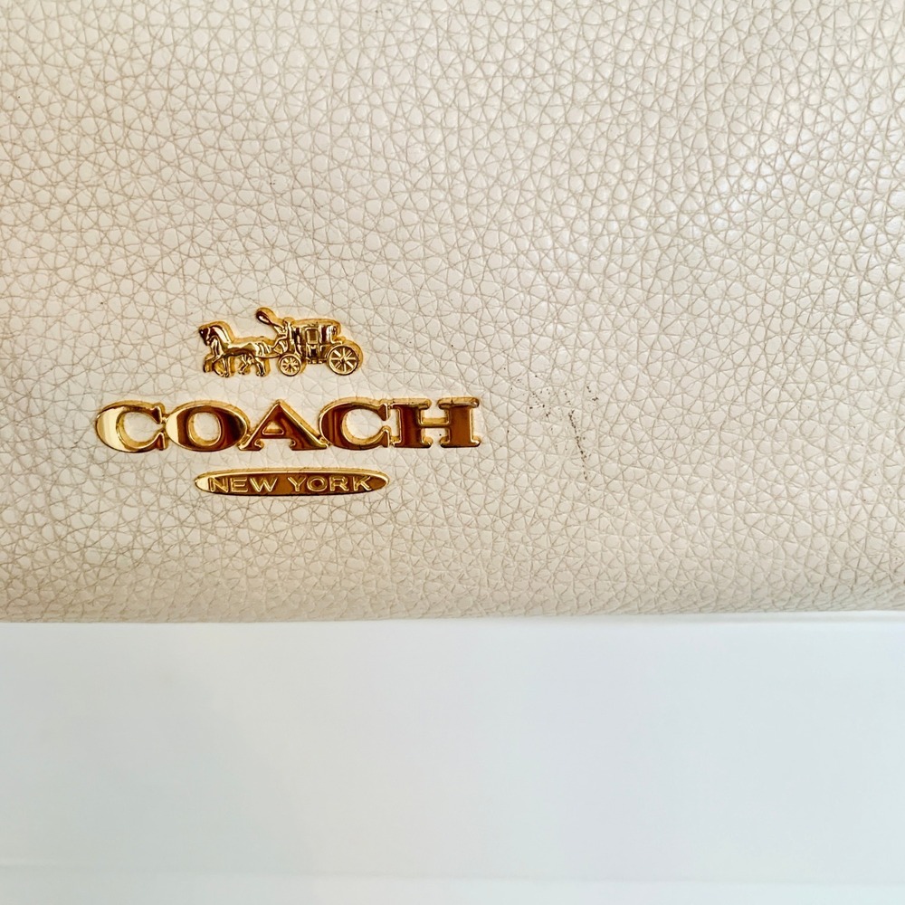 Coach Marlon Shoulder Hobo Handbag In Chalk White Pebbled Leather F79994 $325 - Picture 8 of 16